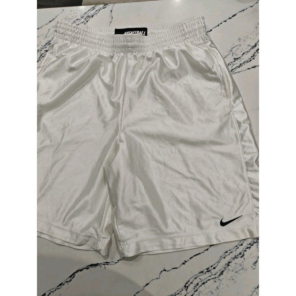 Rare Vintage Nike Basketball Dazzle Shorts Silky Shiny White Size XL Drawstring